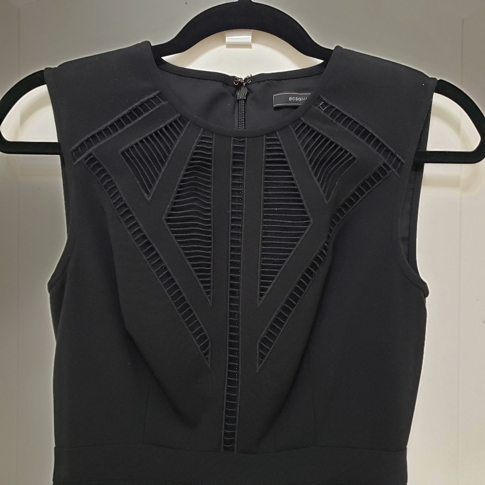 BCBGMaxAzria Embroidered Sheer-Trim Dress - Picture 8 of 16